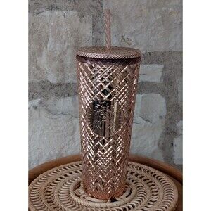 NEW Starbucks Rose Gold Metallic Studded Venti Tumbler 24oz Limited Edition 2023